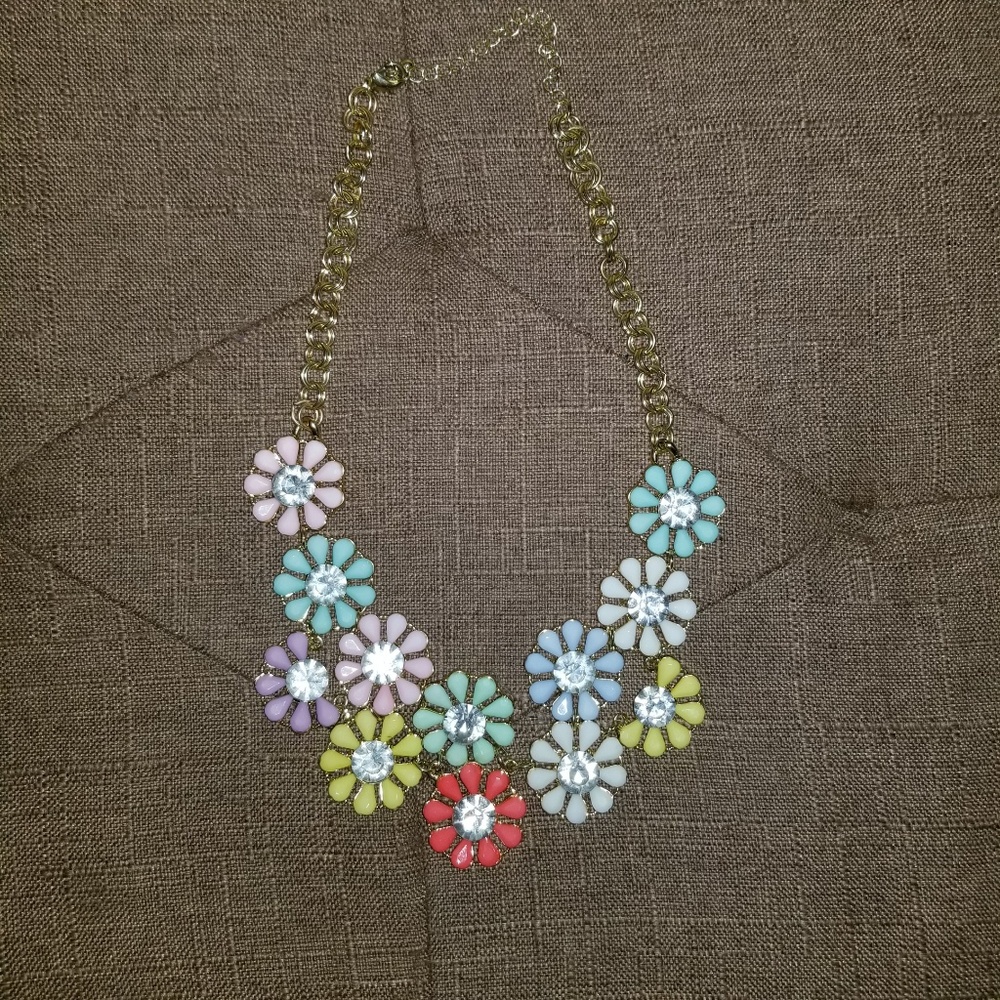 Fashion statement necklace! Floral, crystal colors